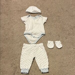 Charming White and Blue Star Bodysuit Set